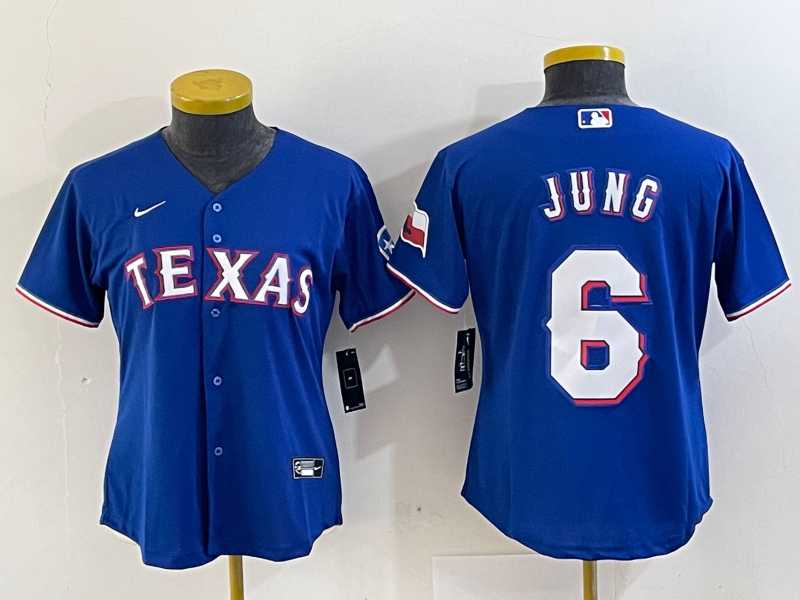 Womens Texas Rangers #6 Josh Jung Blue Stitched MLB Cool Base Nike Jersey->mlb womens jerseys->MLB Jersey